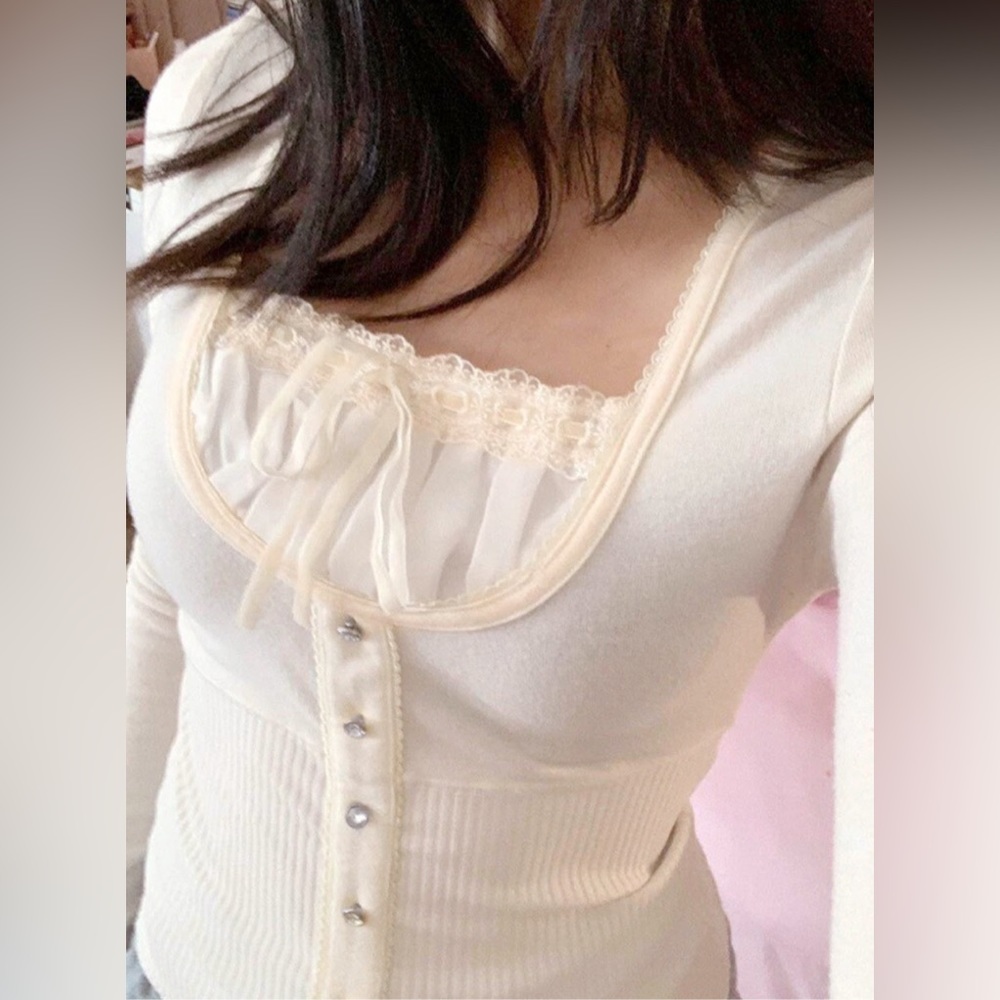 Elegant Cream Long Sleeve Top